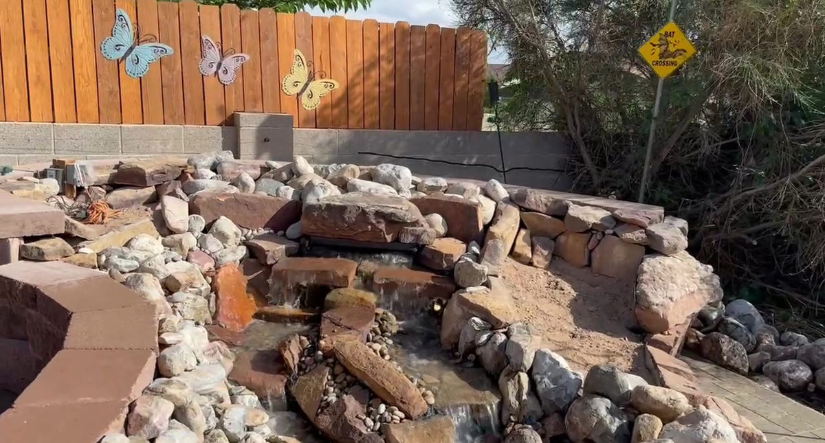 Paver Patio, Water Feature, Retaining Wall, and Firepit!